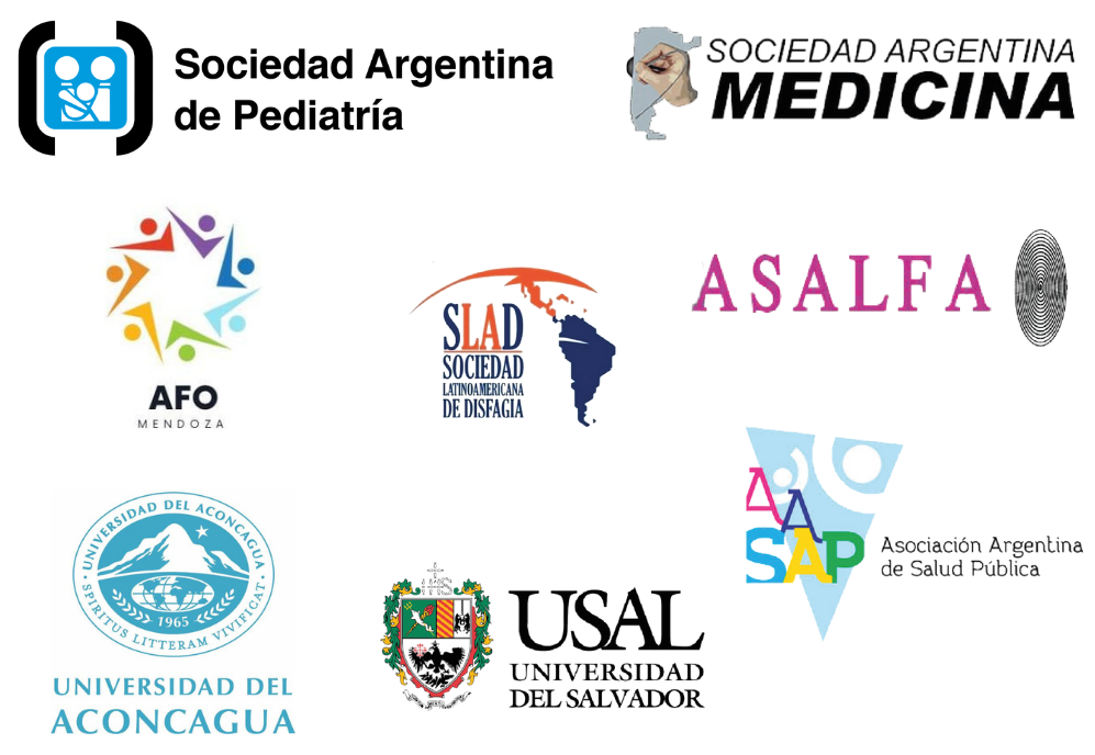 exponsors: sociedad argentina de Pediatría, sociedad Argentina Medicina, AFO, SLAD, ASALFA, Universidad del Aconcagua, USAL, Asociación Argentina de salud pública